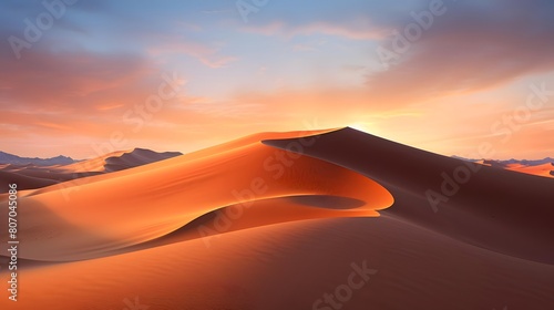 Panorama of sand dunes at sunset in Death Valley National Park
