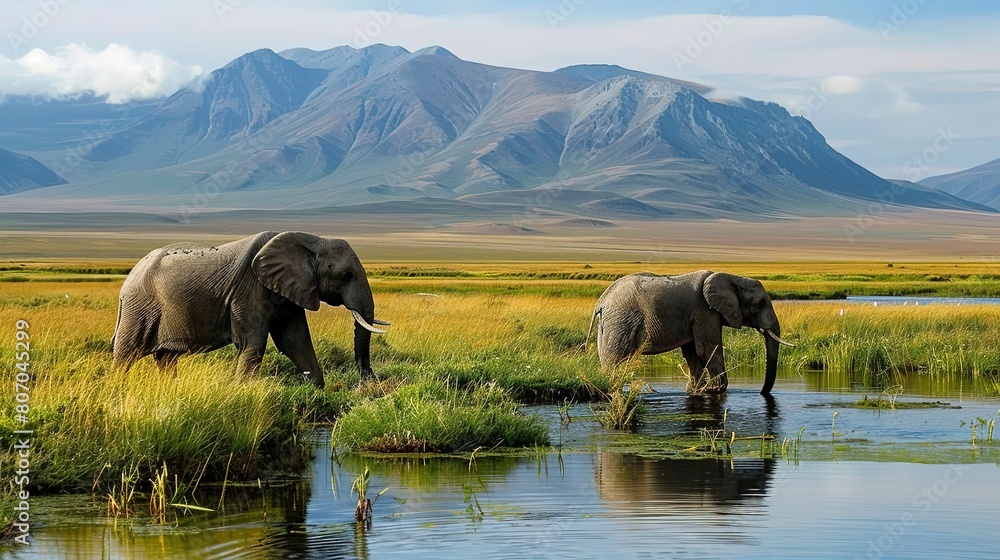Fototapeta premium Wildlife and Nature Tourism - Pictures of wildlife, national parks, and natural landscapes. -
