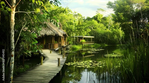 Eco-Tourism - Images promoting sustainable travel  eco-friendly lodges  and conservation activities.