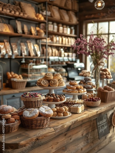 Artisan Bakery Shop Interior Defocused Blurred Background