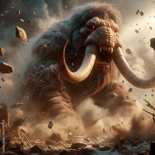 The giantt Elephant is angry destroying everything photo