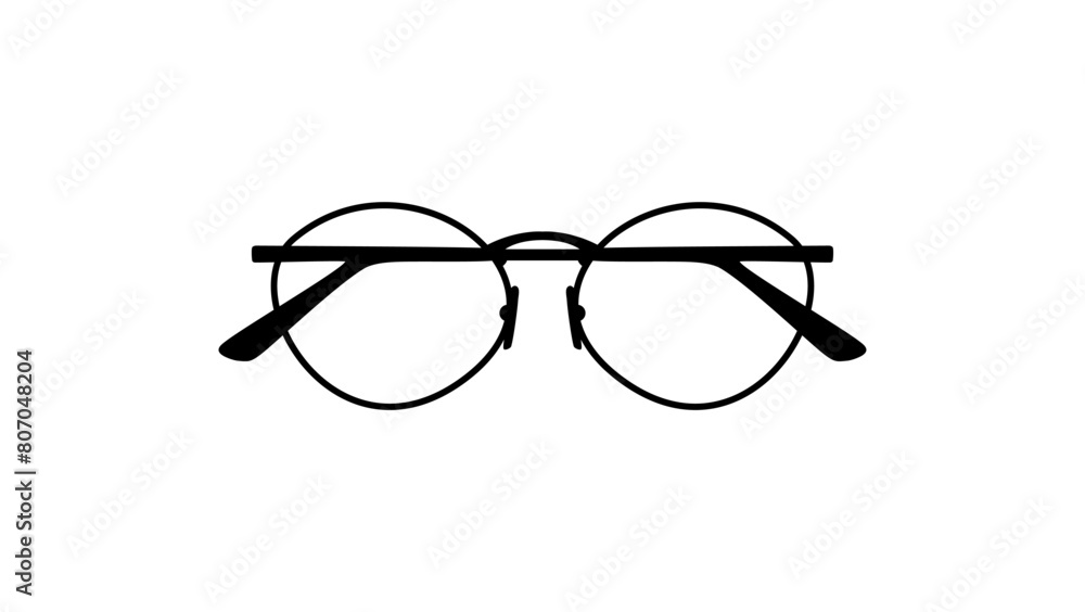 Eye round glasses , black isolated silhouette Eye round glasses , black isolated silhouette