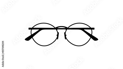 Eye round glasses , black isolated silhouette
