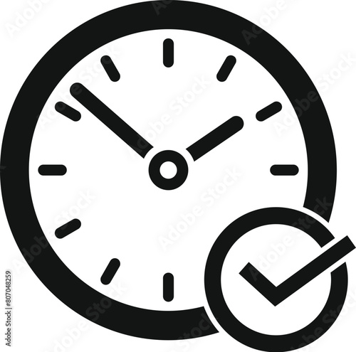 Approved time clock icon simple vector. Success checkmark. Button checklist