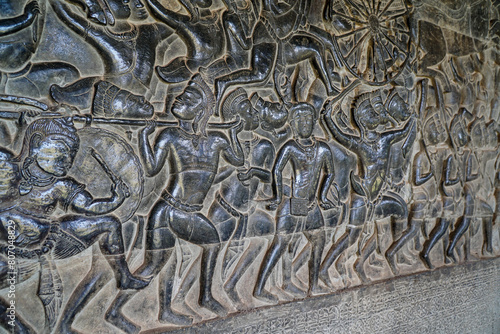 Bas relief in Angkor Wat  Cambodia