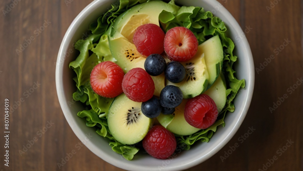 top view close up healthy salad in bowl top view close up healthy salad in bowl