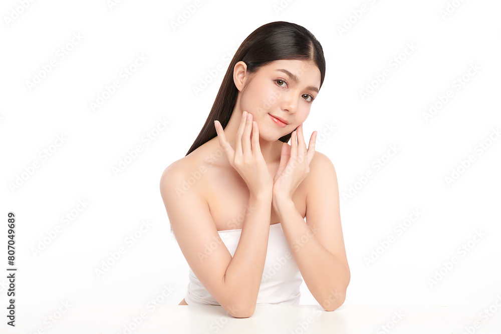 Beautiful young asian woman with clean fresh skin on white background, Face care, Facial treatment, Cosmetology, beauty and spa, Asian women portrait. Beautiful young asian woman with clean fresh skin on white background, Face care, Facial treatment, Cosmetology, beauty and spa, Asian women portrait.