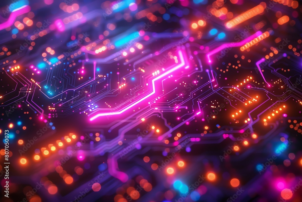 Colorful tech circuits, wideangle, under a soft ethereal glow, vibrant, highresolution abstract Colorful tech circuits, wideangle, under a soft ethereal glow, vibrant, highresolution abstract