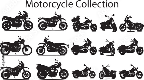 Motorcycle Versatile Black Silhouette Vector Series