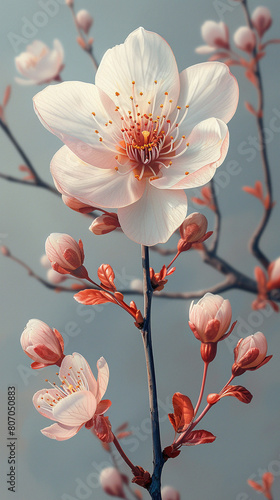 Isolated Cherry Blossom: A Captivating Vector Image of Nature's Delicate Bloom, Embracing Simplicity as it Stands Alone on a Blank White Canvas.