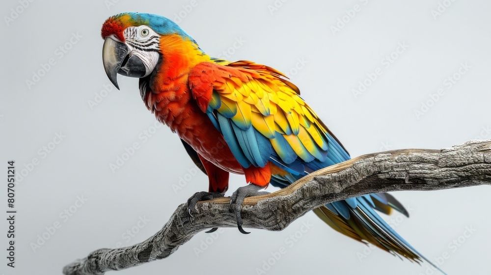 Fototapeta premium A colorful parrot is perched on a branch