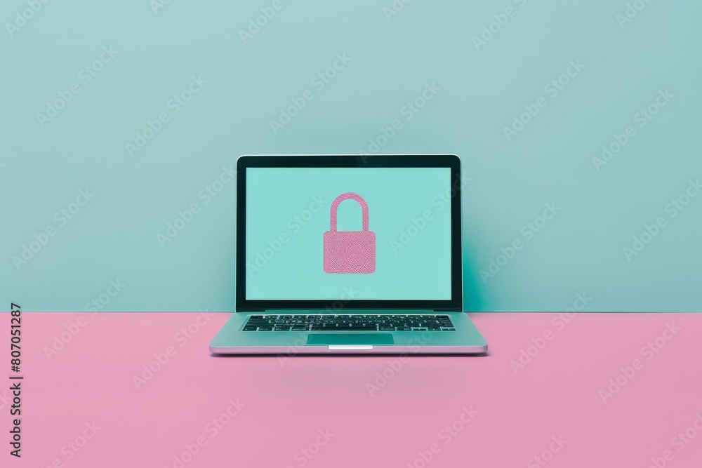Fototapeta premium Cyber platforms with advanced virtual protection ensure business data safety through secure browsing and robust firewall cybersecurity measures.