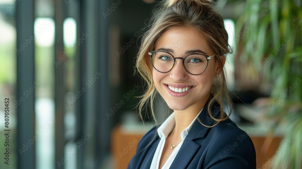 A Young Businesswoman Smiles Confidently At The Camera, Showcasing Her Professionalism, Background HD For Designer A Young Businesswoman Smiles Confidently At The Camera, Showcasing Her Professionalism, Background HD For Designer