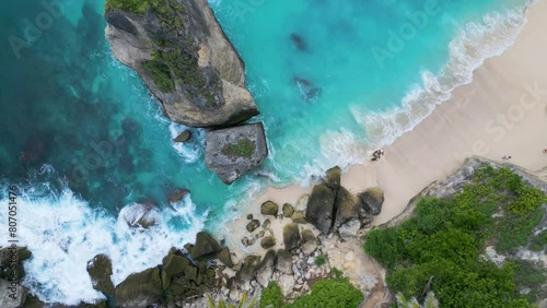 One of the most beautiful beach Bali, Diamond Beach with crystal clear azure ocean water on nature background Indonesia, Bali, Nusa Penida