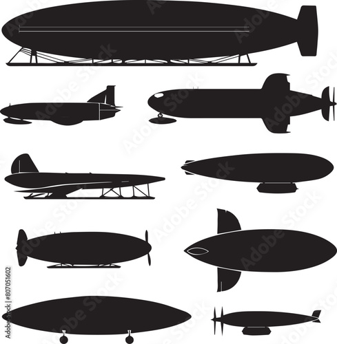  Zeppelin  Outline Silhouette Graphics Collection