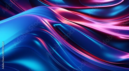 3D render, abstract colorful background with waves of liquid metal in black and baby blue colors, fluid shapes, fluid design photo