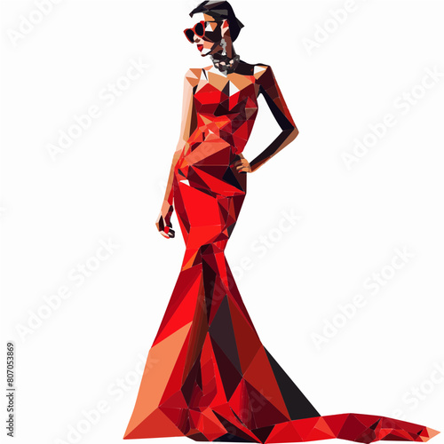 woman in red dress