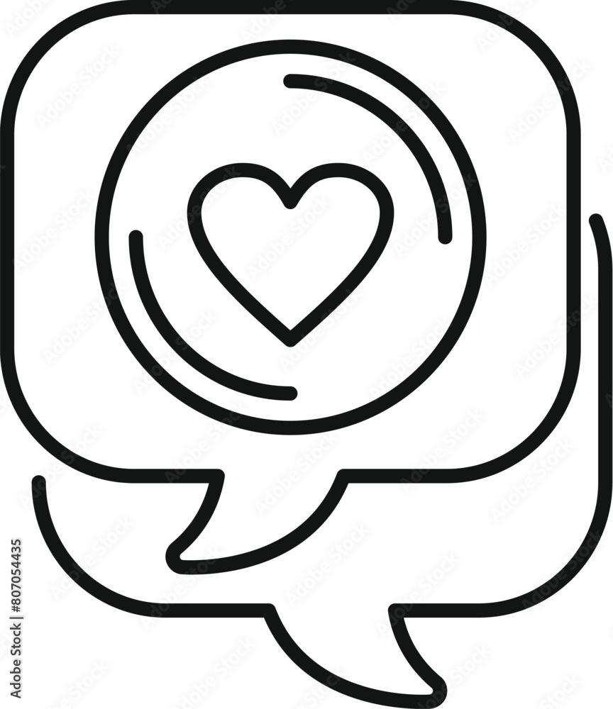 Lovely chat icon outline vector. Love message. Online social speech Lovely chat icon outline vector. Love message. Online social speech