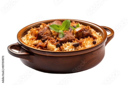 Yemeni Dish of Rice and Meat Isolated on Transparent Background PNG Format