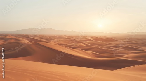 Elegant sand dunes under a clear sky transitioning from soft daylight to a dramatic dusk  reflecting Documentary  Editorial  and Magazine Photography aesthetics 