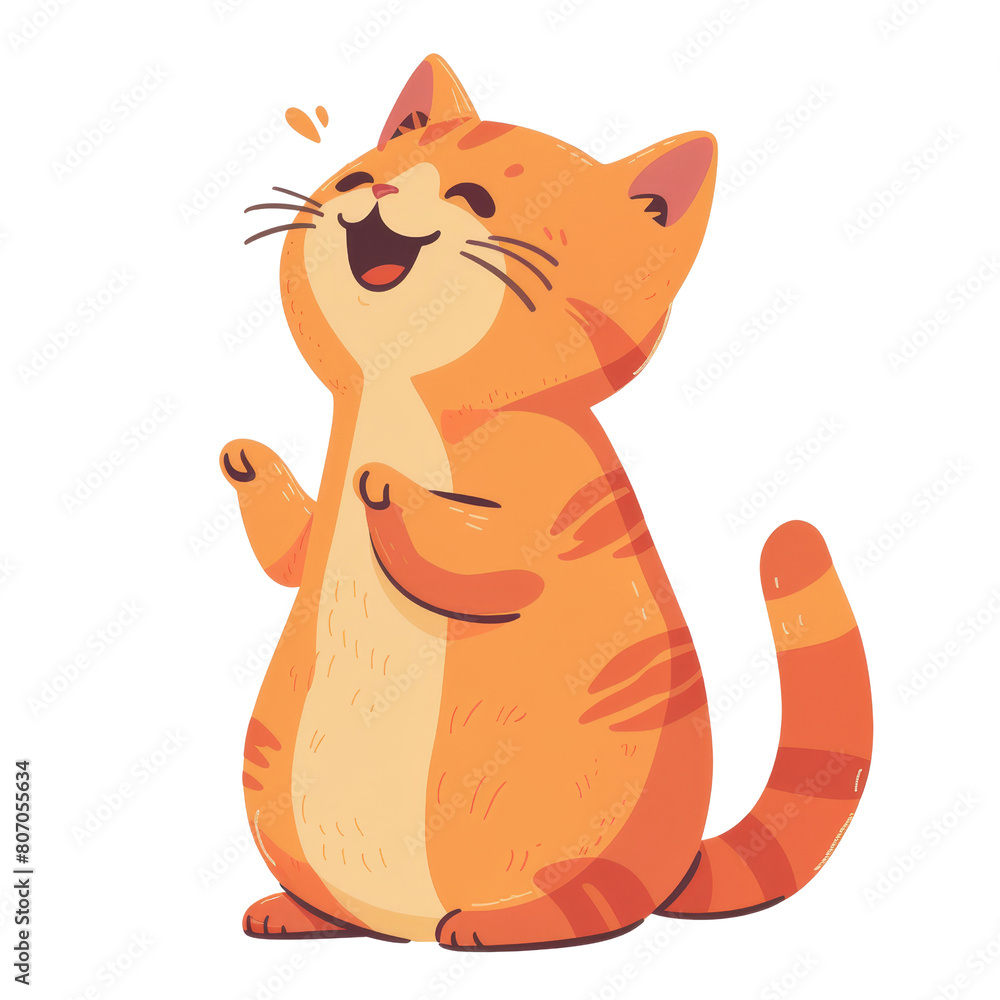 Cartoon cat with paws up smiling. Suitable for animal themed designs, tshirt design, childrens illustrations, greeting cards, and social media graphics. Cartoon cat with paws up smiling. Suitable for animal themed designs, tshirt design, childrens illustrations, greeting cards, and social media graphics.