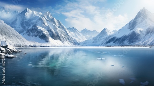 Wallpaper Mural a frozen lake surrounded by snow-capped mountains,  Torontodigital.ca