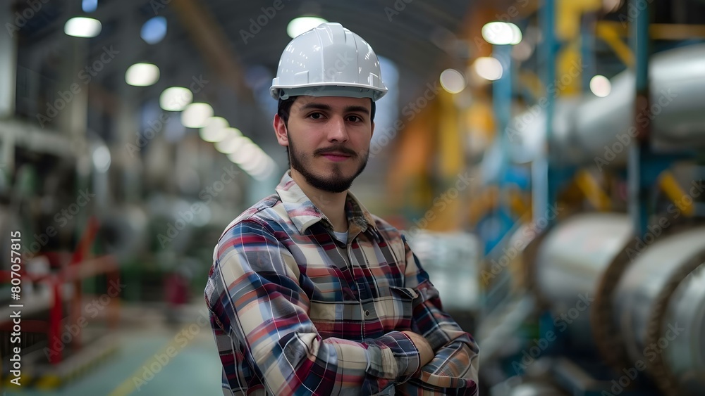 Engineer in hardhat at construction site factory or warehouse. Concept Engineer, Hardhat, Construction Site, Factory, Warehouse Engineer in hardhat at construction site factory or warehouse. Concept Engineer, Hardhat, Construction Site, Factory, Warehouse