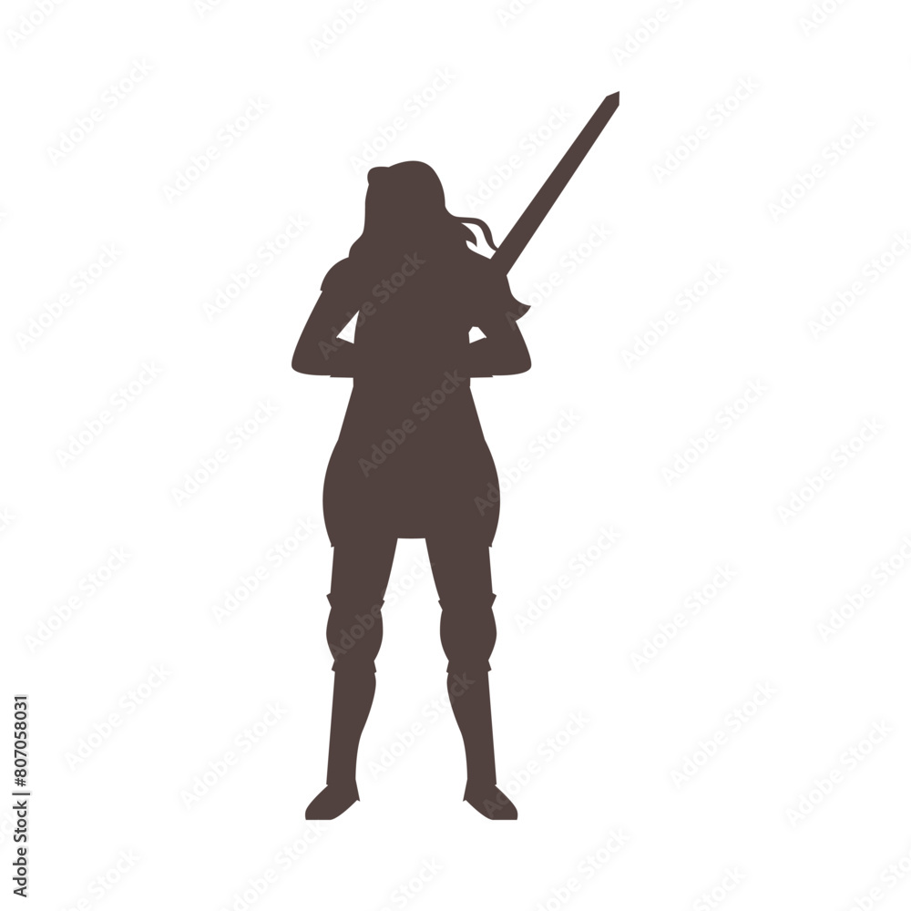 Illustration of a Scandinavian warrior woman in black silhouette. Illustration of a Scandinavian warrior woman in black silhouette.