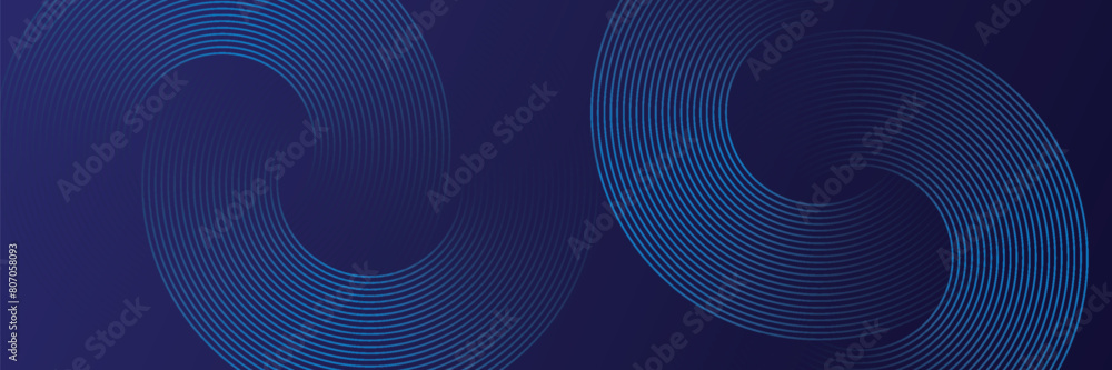 Abstract blue glowing geometric lines on dark blue background. Modern shiny blue circle lines pattern. Futuristic technology concept. Suit for cover, poster. Abstract blue glowing geometric lines on dark blue background. Modern shiny blue circle lines pattern. Futuristic technology concept. Suit for cover, poster.