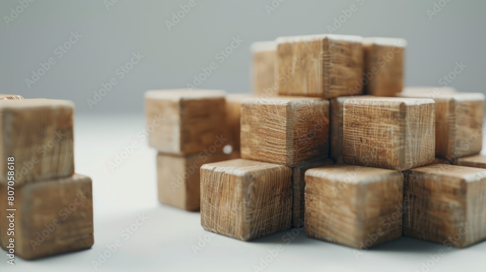 Concept Of Business Success And Growth Represented By Wooden Cube Blocks On A White Surface, Background HD For Designer Concept Of Business Success And Growth Represented By Wooden Cube Blocks On A White Surface, Background HD For Designer