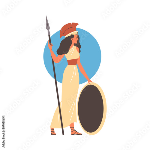 Ancient Greek warrior woman vector illustration