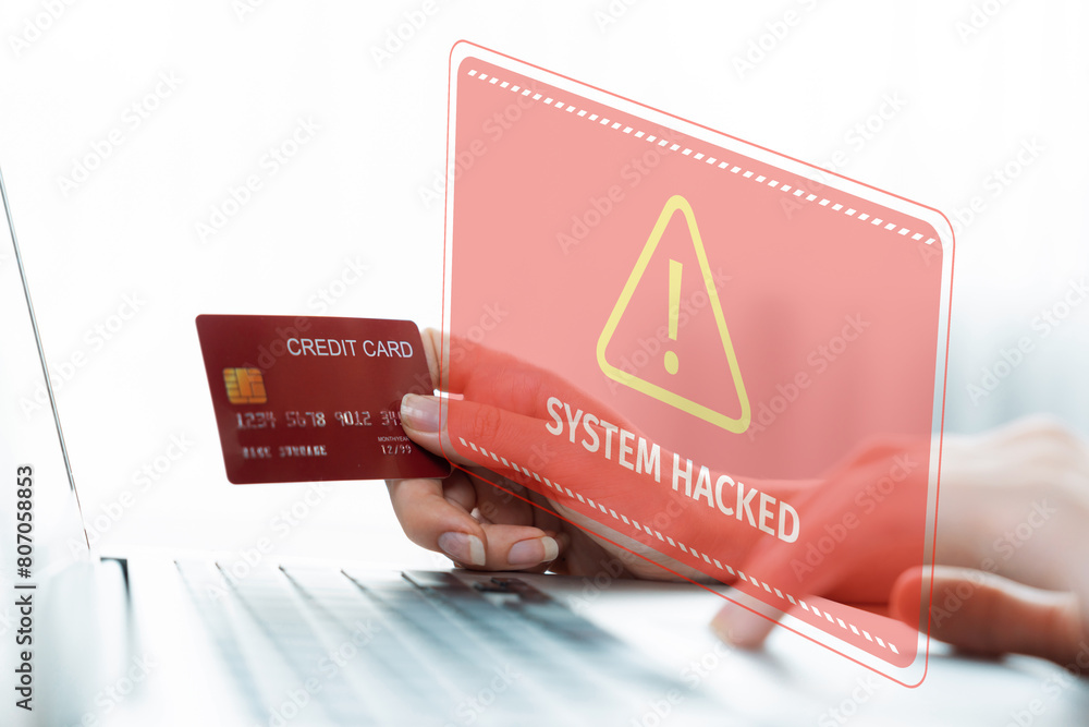 Photo inspiration: Visual Reference: Customer Watching Hologram Interface Warn Danger Of Credit Card Hacked