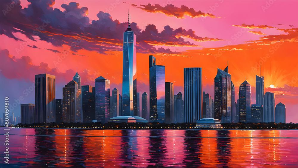 Obraz premium sunset in the city
