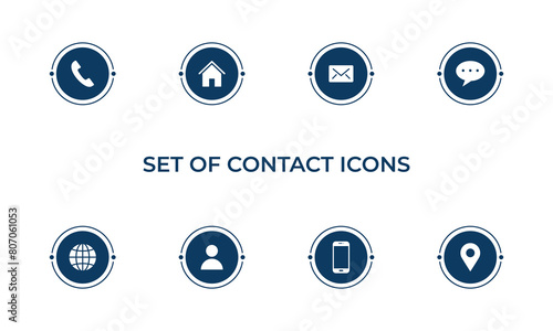 Set of contract icon vector, Business card icon set, contact information icon, Contact us icon set