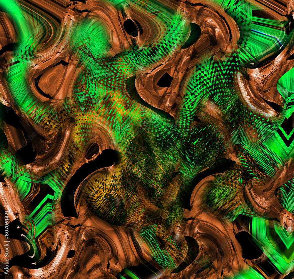 Combination textile collage pattern of wave and lines colored leopard snake tiger textures
Combination textile collage pattern of wave and lines colored leopard snake tiger textures