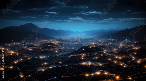 a vast network of interconnected biocomputers, illuminated by the ethereal glow of bioluminescent organisms.