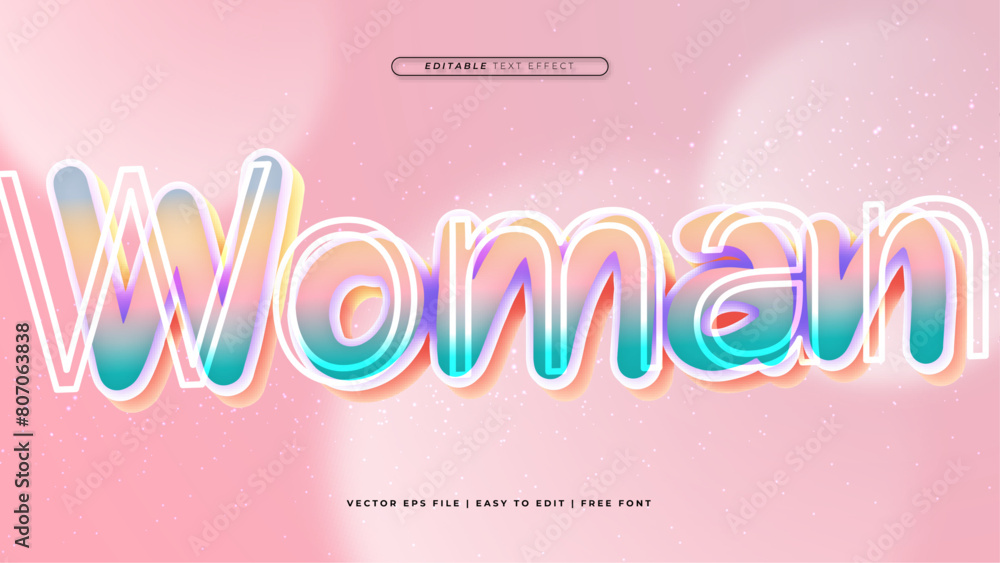 Green peach and pink woman 3d editable text effect - font style