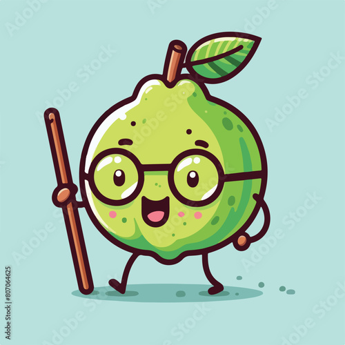 vector style illustration happy cute guava mascot
