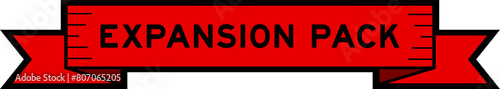 Ribbon label banner with word expansion pack in red color on white background