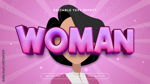 Purple violet brown and pink woman 3d editable text effect - font style