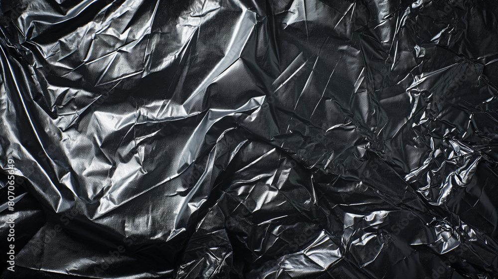 Exhibiting an abstract pattern, this image showcases the textured details of a crinkled black surface