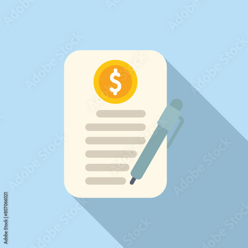 Collateral form document icon flat vector. Agreement finance. Economy form