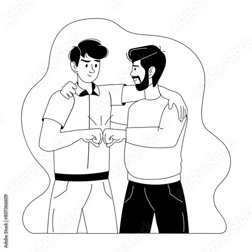 Trendy glyph illustration depicting grandpa love 