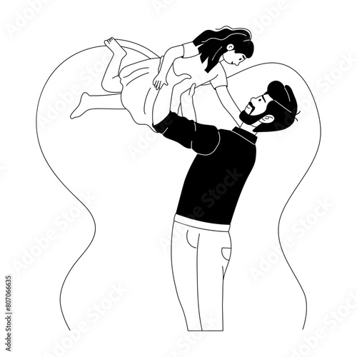 Modern glyph illustration depicting father love 