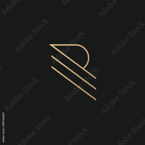 Initial R Letter Logo Design with geometry and monogram. Minimalist, modern and elegant logo. Isolated background.