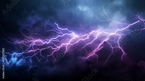 A mesmerizing image of a violent purple lightning storm that illuminates the dark night sky  symbolizing energy and unpredictability