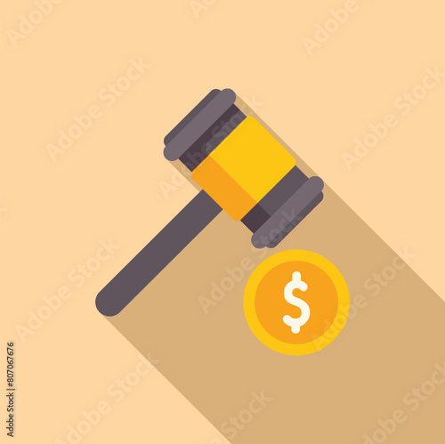 Gavel collateral decision icon flat vector. Finance support from bank. Service capital