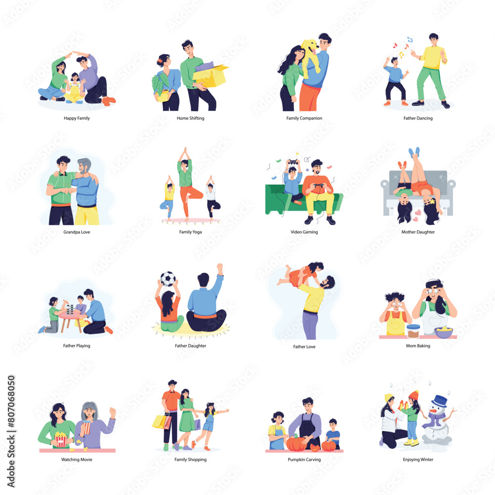 Handy Collection of Family Flat Illustrations 


