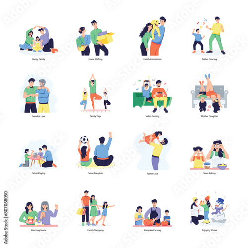 Handy Collection of Family Flat Illustrations