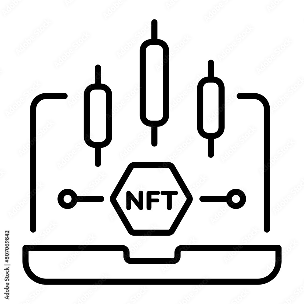 Here’s a linear icon depicting nft trading Here’s a linear icon depicting nft trading